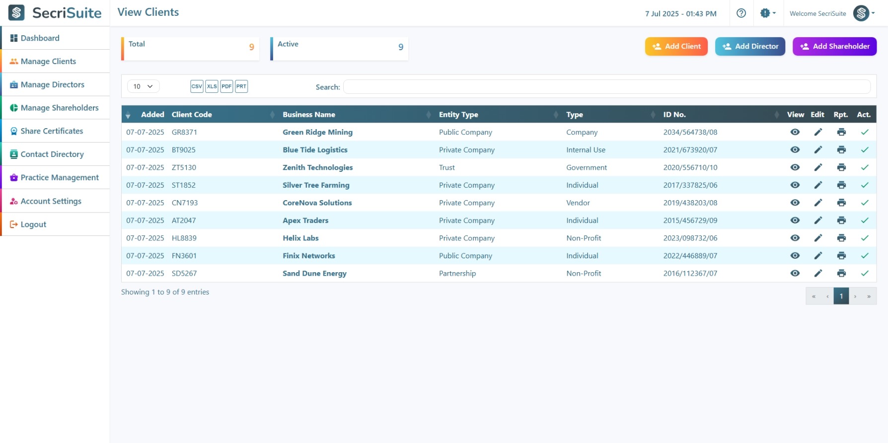 SecriSuite View Clients